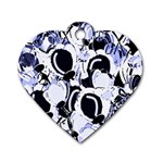 Blue abstract floral design Dog Tag Heart (Two Sides)
