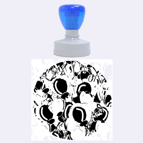 Blue abstract floral design Rubber Round Stamps (Large) from ZippyPress 1.875 x1.875  Stamp