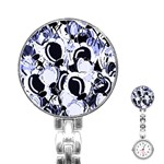 Blue abstract floral design Stainless Steel Nurses Watch