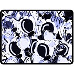 Blue abstract floral design Double Sided Fleece Blanket (Large) 