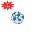 Cyan roses 1  Mini Buttons (100 pack) 