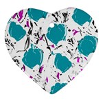 Cyan roses Heart Ornament (2 Sides)