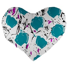 Cyan roses Large 19  Premium Flano Heart Shape Cushions from ZippyPress Back