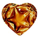 Elegant Gold Copper Shiny Elegant Christmas Star Heart Ornament (2 Sides)