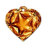 Elegant Gold Copper Shiny Elegant Christmas Star Dog Tag Heart (Two Sides)
