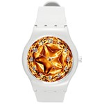 Elegant Gold Copper Shiny Elegant Christmas Star Round Plastic Sport Watch (M)