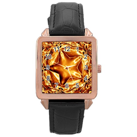 Elegant Gold Copper Shiny Elegant Christmas Star Rose Gold Leather Watch  from ZippyPress Front