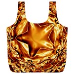 Elegant Gold Copper Shiny Elegant Christmas Star Full Print Recycle Bags (L) 