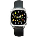 Happy Holidays 4 Square Metal Watch