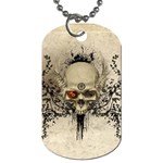 Awesome Skull With Flowers And Grunge Dog Tag (One Side)