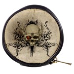 Awesome Skull With Flowers And Grunge Mini Makeup Bags