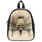 Awesome Skull With Flowers And Grunge School Bags (Small) 