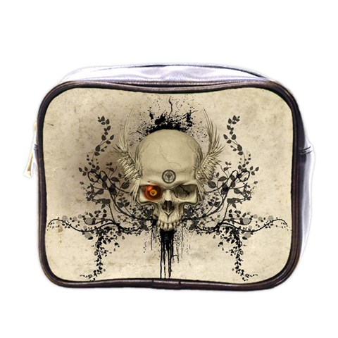 Awesome Skull With Flowers And Grunge Mini Toiletries Bags from ZippyPress Front