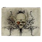 Awesome Skull With Flowers And Grunge Cosmetic Bag (XXL) 