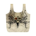 Awesome Skull With Flowers And Grunge Full Print Recycle Bags (M) 