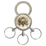 Awesome Skull With Flowers And Grunge 3-Ring Key Chains