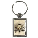Awesome Skull With Flowers And Grunge Key Chains (Rectangle) 