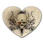 Awesome Skull With Flowers And Grunge Heart Mousepads