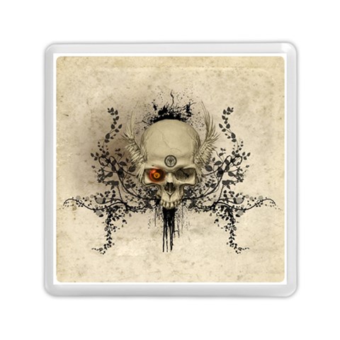 Awesome Skull With Flowers And Grunge Memory Card Reader (Square)  from ZippyPress Front