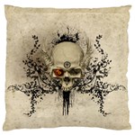 Awesome Skull With Flowers And Grunge Large Flano Cushion Case (One Side)