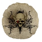 Awesome Skull With Flowers And Grunge Large 18  Premium Flano Round Cushions