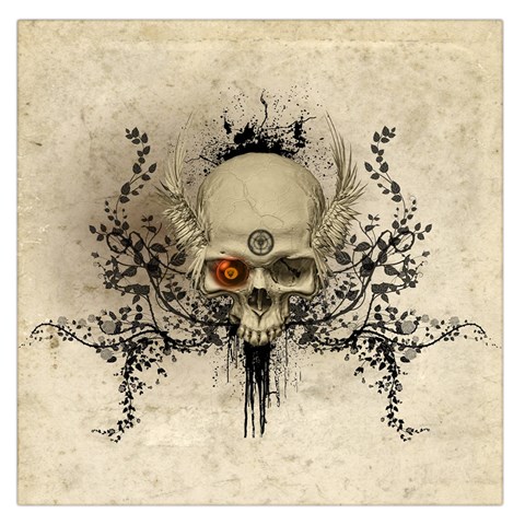 Awesome Skull With Flowers And Grunge Large Satin Scarf (Square) from ZippyPress Front