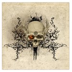 Awesome Skull With Flowers And Grunge Large Satin Scarf (Square)