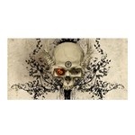 Awesome Skull With Flowers And Grunge Satin Wrap