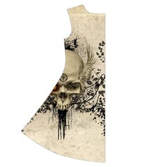Awesome Skull With Flowers And Grunge Short Sleeve V Back Left