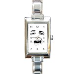 Scared Woman Expression Rectangle Italian Charm Watch