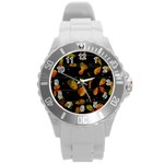 Floral abstraction Round Plastic Sport Watch (L)