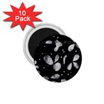 Black and white floral abstraction 1.75  Magnets (10 pack) 