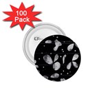 Black and white floral abstraction 1.75  Buttons (100 pack) 