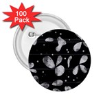 Black and white floral abstraction 2.25  Buttons (100 pack) 