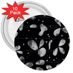 Black and white floral abstraction 3  Buttons (10 pack) 