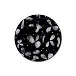 Black and white floral abstraction Rubber Coaster (Round) 
