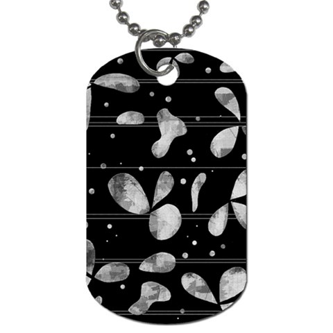 Black and white floral abstraction Dog Tag (Two Sides) from ZippyPress Front