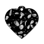 Black and white floral abstraction Dog Tag Heart (One Side)