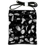Black and white floral abstraction Shoulder Sling Bags