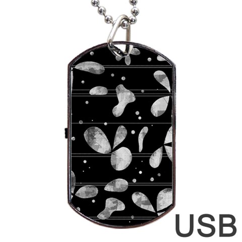 Black and white floral abstraction Dog Tag USB Flash (One Side) from ZippyPress Front