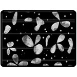 Black and white floral abstraction Double Sided Fleece Blanket (Large) 