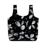 Black and white floral abstraction Full Print Recycle Bags (M) 