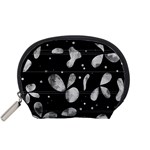 Black and white floral abstraction Accessory Pouches (Small) 