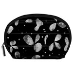 Black and white floral abstraction Accessory Pouches (Large) 