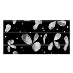 Black and white floral abstraction Satin Shawl