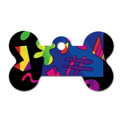 Colorful shapes Dog Tag Bone (Two Sides) from ZippyPress Front