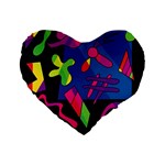 Colorful shapes Standard 16  Premium Flano Heart Shape Cushions