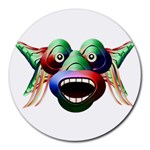 Futuristic Funny Monster Character Face Round Mousepads