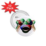 Futuristic Funny Monster Character Face 1.75  Buttons (10 pack)