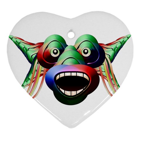 Futuristic Funny Monster Character Face Heart Ornament (2 Sides) from ZippyPress Front
